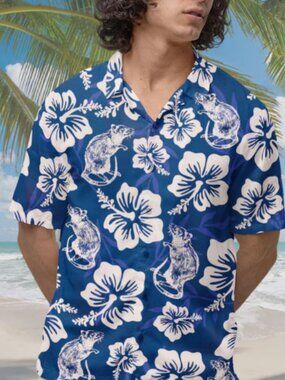 Rat Hawaiian Shirt: Short-Sleeve Button Down, Rat Lover Gift